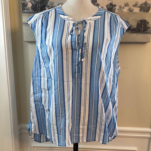 Vineyard Vines Blue and White Sleeveless Blouse - Picture 1 of 6